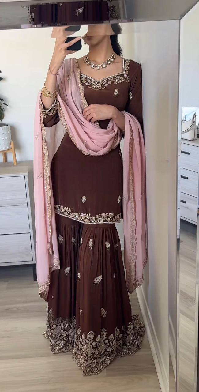 Georgette kurta sharara with dupatta sets