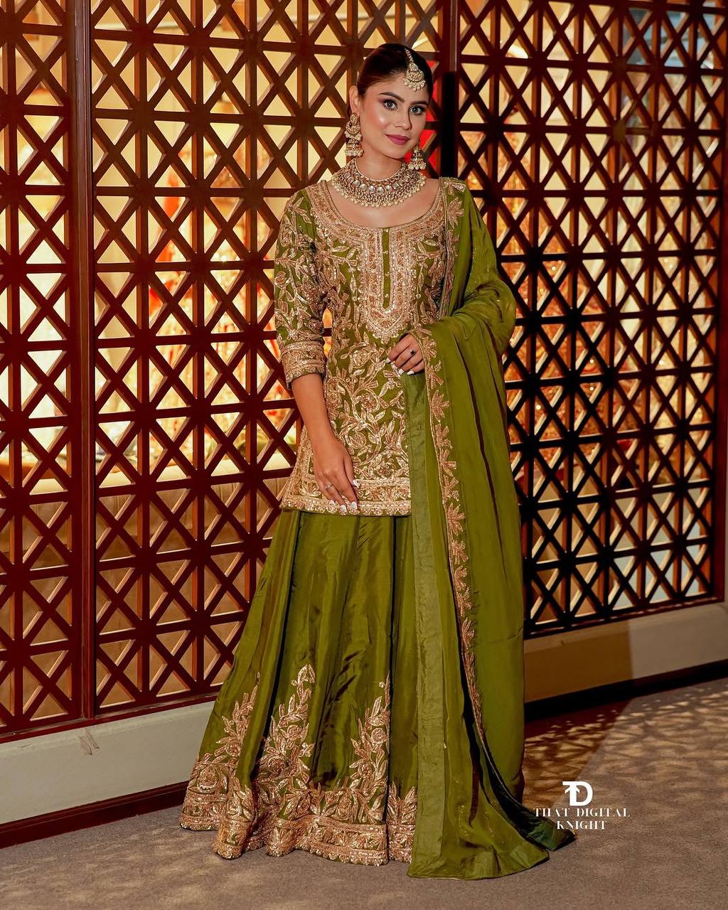Wedding wear silk kurta palazzo with dupatta sets