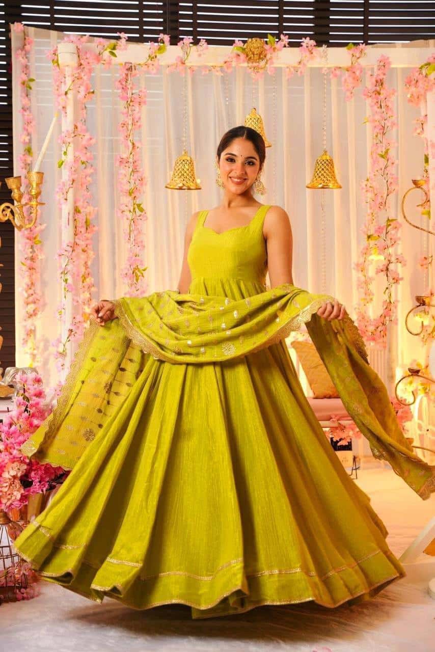 Heavy Roman Silk Gown with Dupatta