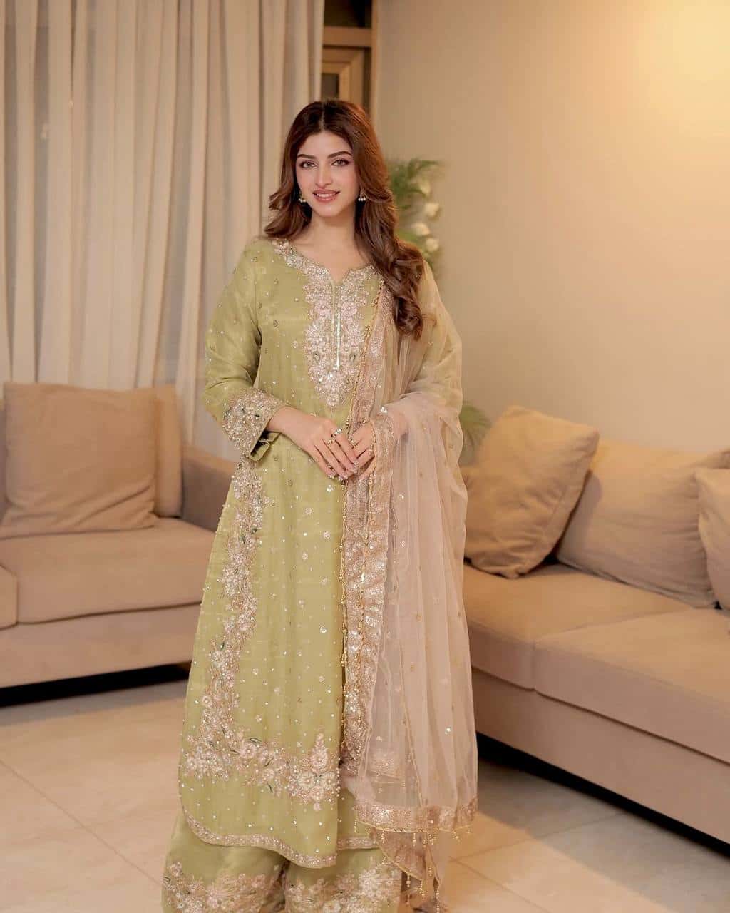Beautiful chinon silk embroidery readymade salwar suit set