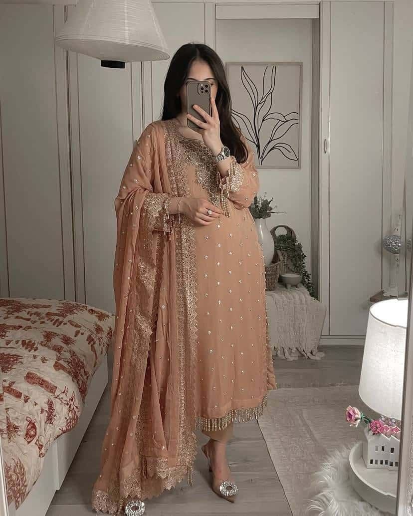 Beautiful georgette embroidery readymade salwar kameez set