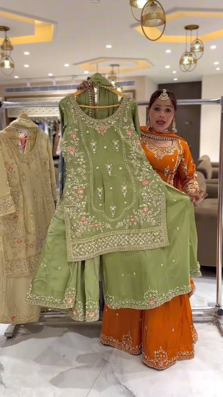 Wedding wear kurta sharara with dupatta sets