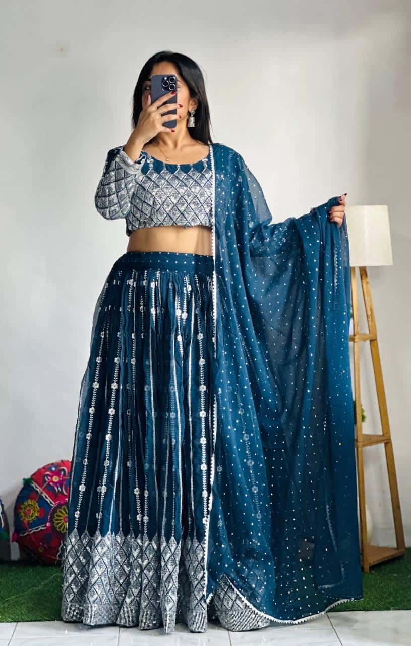 Heavy Sequence Work and Thread Work Choli Lehenga with Dupatta