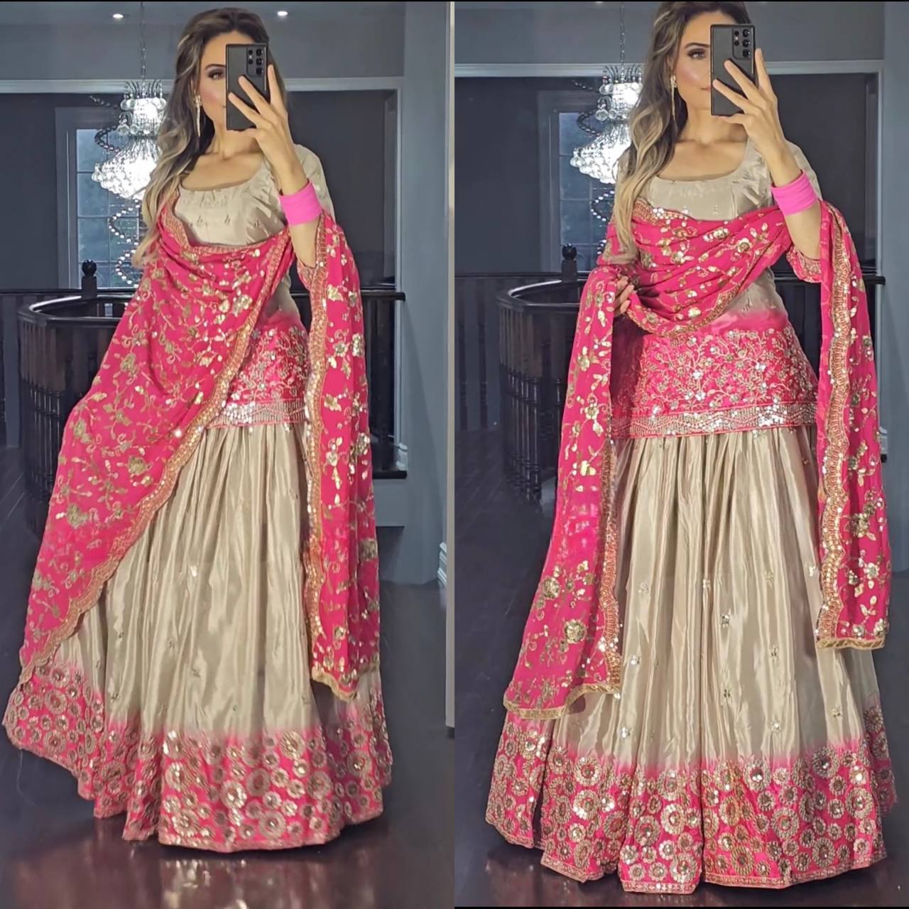 Chinnon silk lehenga set for women