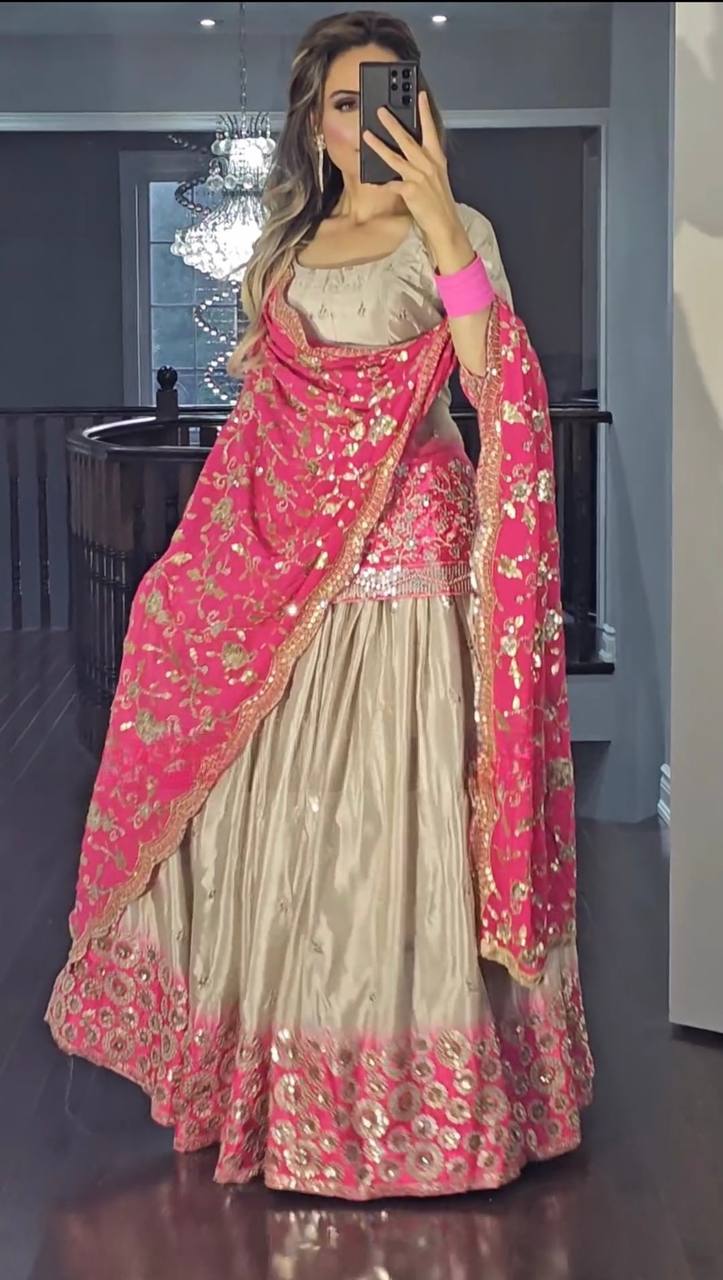 Chinnon silk lehenga set for women