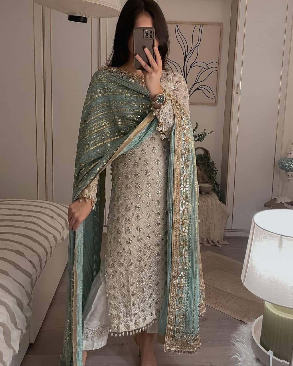 Ivory Pearls Embriodery Partywear Set