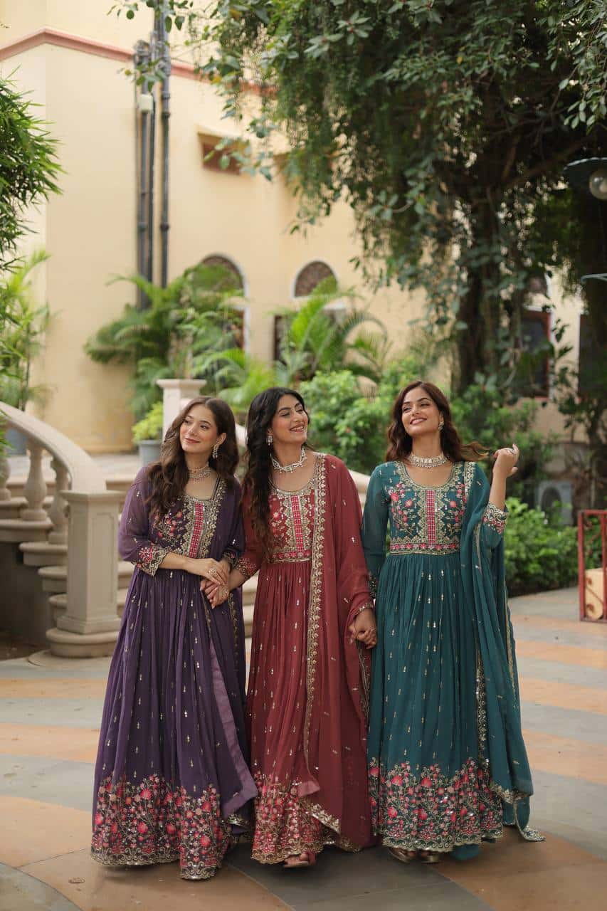 "Elegant Faux Georgette Kurti & Sharara Set with Sequins Dupatta"