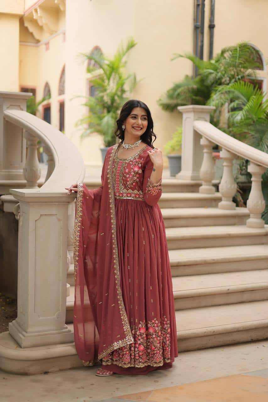 Faux Georgette Kurti and Sharara Set with Sequins Embroidery